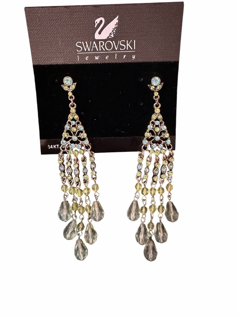 Swarovski 14KT Gold Tone Crystal Chandelier Earrings.